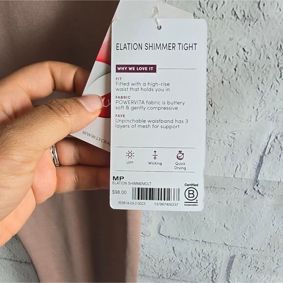 Athleta Elation Beige High Waisted Shimmer Leggings Size MP NWT - Picture 6 of 13